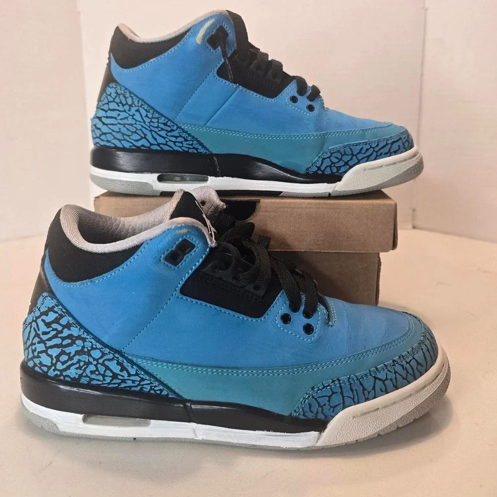 2014 Air Jordan 3 Retro Dark Powder Blue/Black-Wolf Grey-White Grade School